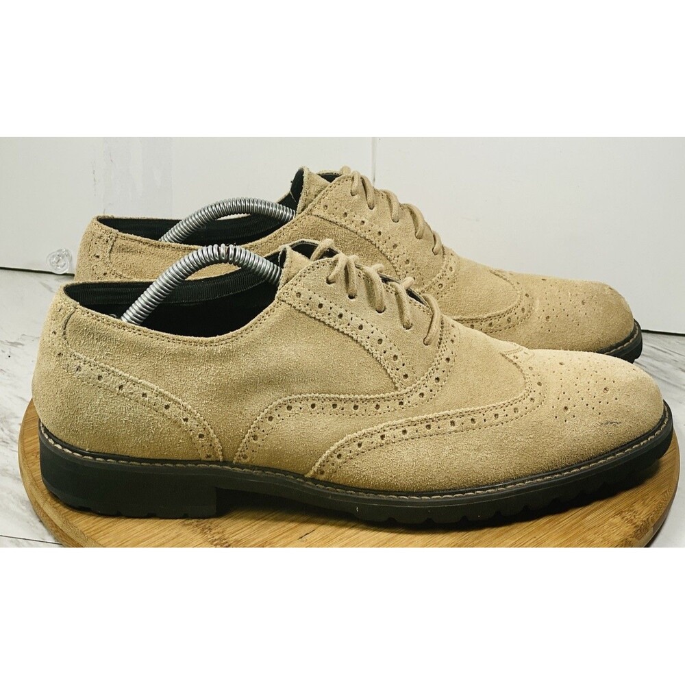 Saks Fifth Avenue Blue Write Now Shoes Mens Size 10.5 Brown Suede Wingtip Oxford - Picture 2 of 6